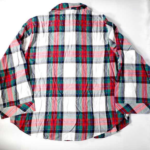 NWT Victoria Secret Flannel Pajama Set XXL 3pc Lounge White Red Green Plaid - Picture 9 of 12